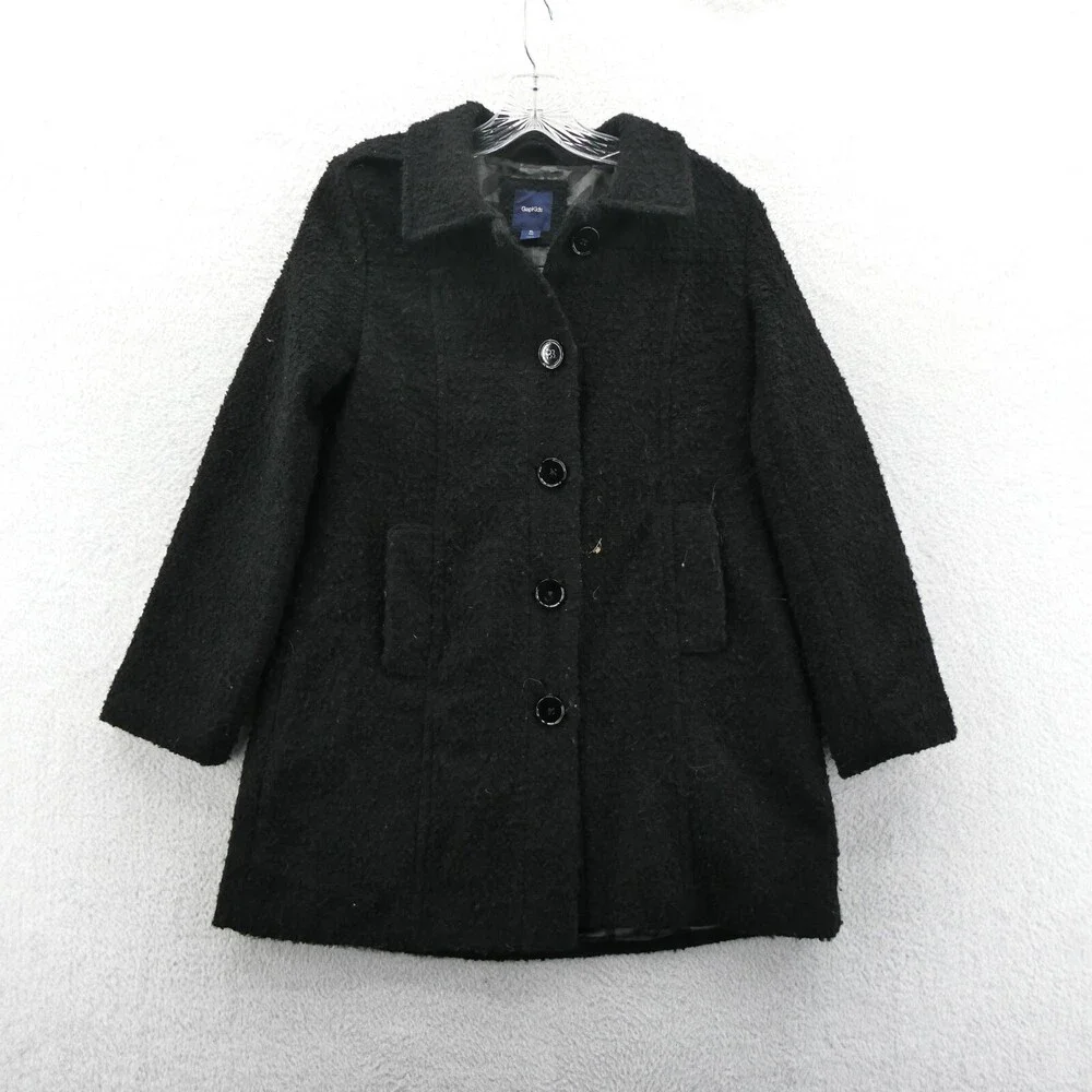 Gap Kids Overcoat Girls XL Size 12 Black Button Up School Preppy Going Out Youth